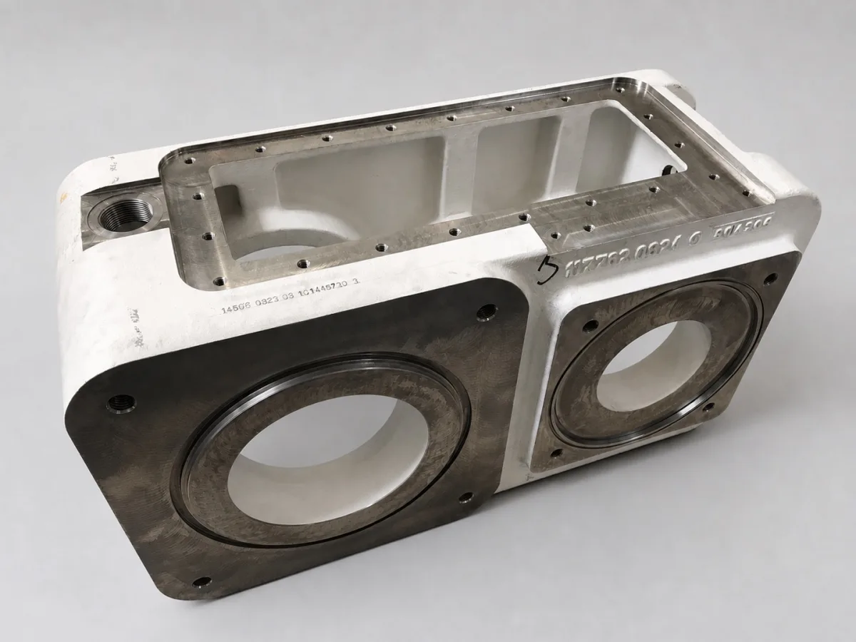 Large precision-machined metal housing